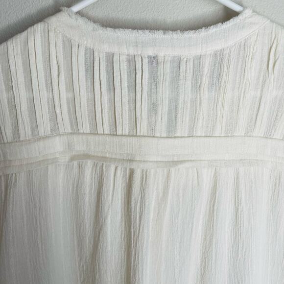 Faherty Ellsworth Pintuck Fringe Edge Top Cream White (XS) - Picture 7 of 9